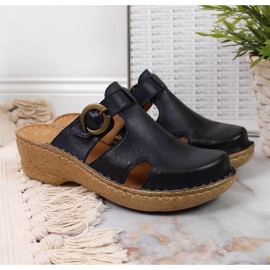 Chaussons en cuir sur un coin bleu Łukbut 666 bleu marin 2