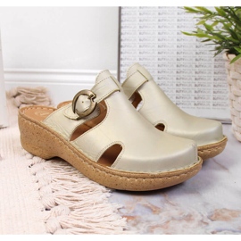 Chaussons compensés dorés en cuir Łukbut 666 d'or 2