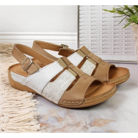 Sandales confortables en cuir blanc et beige Łukbut 1102 blanche 2