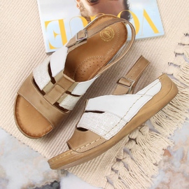 Sandales confortables en cuir blanc et beige Łukbut 1102 blanche 4