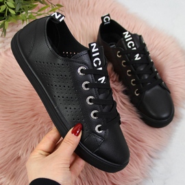 Baskets pour femmes en cuir écologique noir Filippo 1