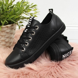 Baskets pour femmes en cuir écologique noir Filippo 2