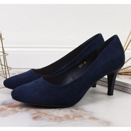 Escarpins sur un stiletto bleu marine en daim Sergio Leone 2