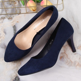Escarpins sur un stiletto bleu marine en daim Sergio Leone 3