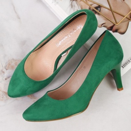Escarpins sur un stiletto Sergio Leone en daim vert 2