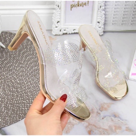 Chaussons femme transparents avec zircons cubiques dorés Sabatina incolore 1