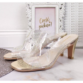 Chaussons femme transparents avec zircons cubiques dorés Sabatina incolore 2