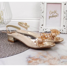 Sandales femme transparentes avec pierres Sabatina dorées 2