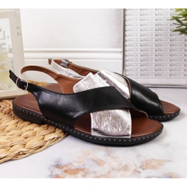 Sandales Jezzi noires et argentées pour femme 2