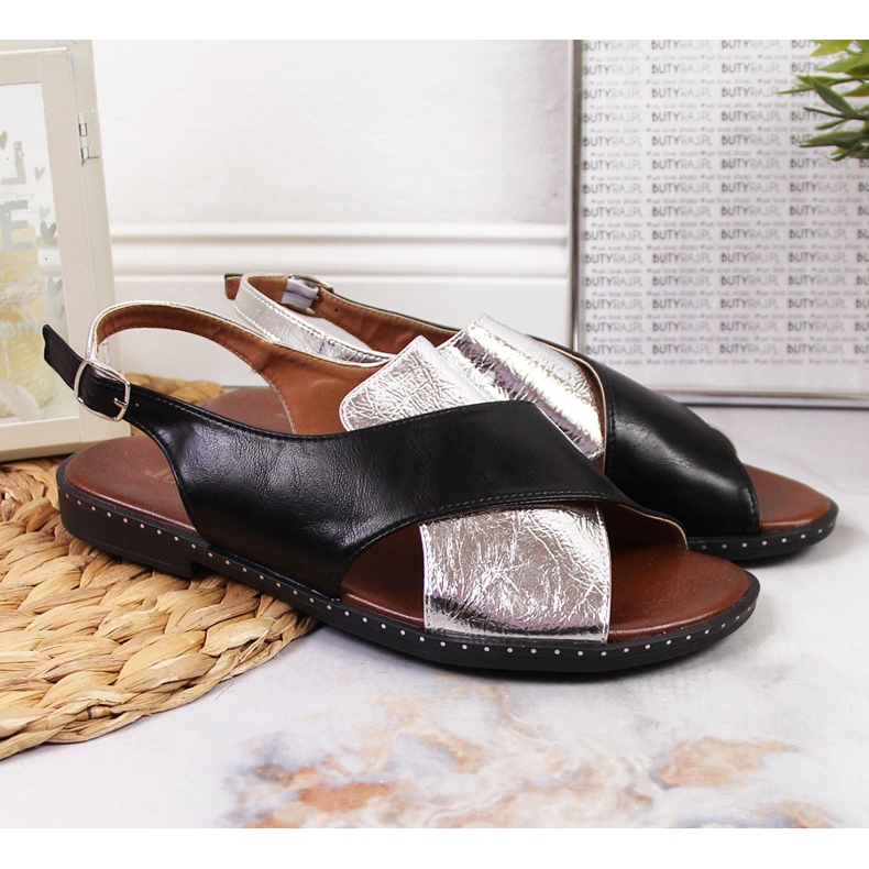 Sandales Jezzi noires et argentées pour femme 2