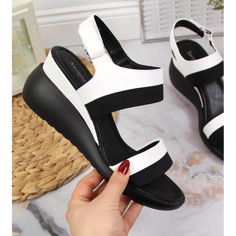 Sandales pour femmes sur un coin blanc Sergio Leone blanche 1 Sandales pour femmes sur un coin blanc Sergio Leone blanche 1