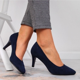 Escarpins sur un stiletto bleu marine en daim Sergio Leone 4