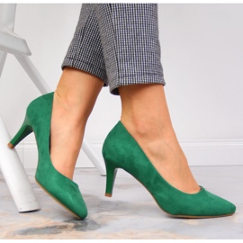 Escarpins sur un stiletto Sergio Leone en daim vert 4