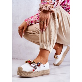 PS1 Espadrilles Femme En Cuir Avec Une Chaîne Blanc Fantaisie blanche 2