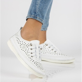 Chaussures en cuir Filippo DP2135 / 21 Wh blanc blanche 1