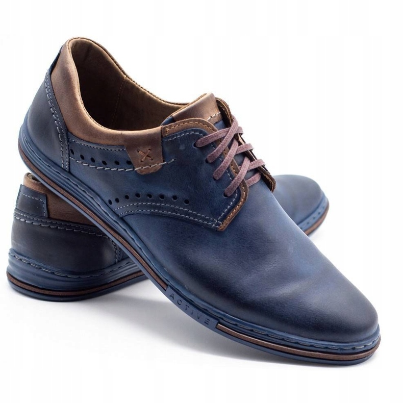 Polbut Chaussures décontractées 402 pour hommes, bleu marine et marron 4