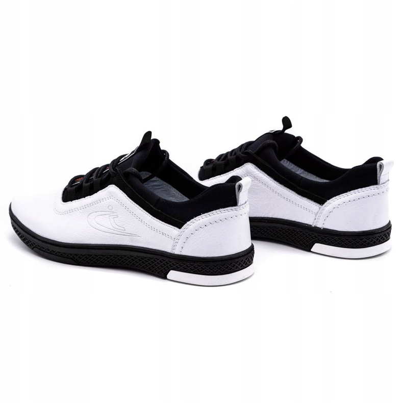Polbut Chaussures décontractées en cuir pour hommes K24, blanches avec semelle noire 4