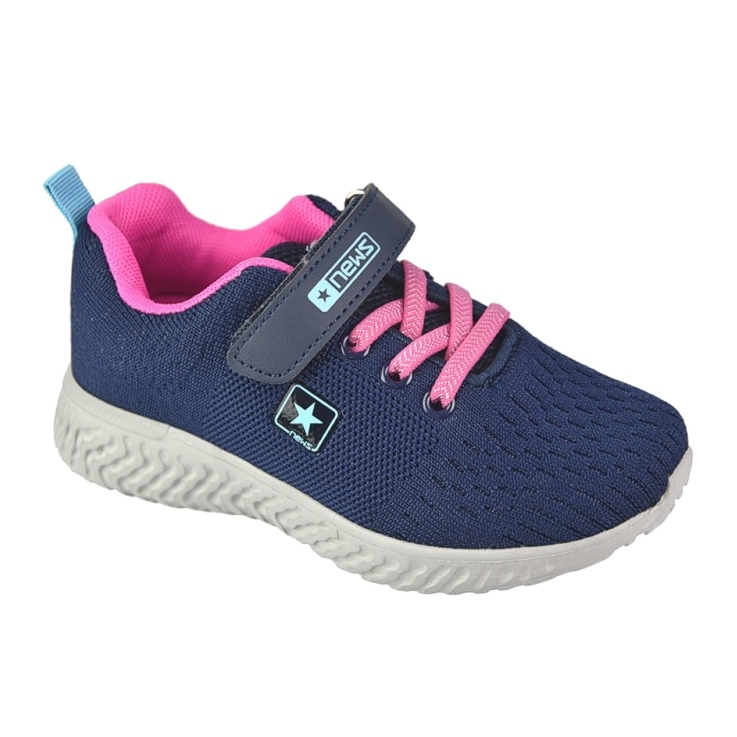 NEWS Chaussures de sport à scratch 22DZ23-4843-M Bleu marine rose 1
