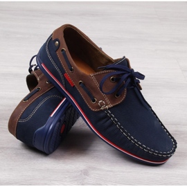 Mocassins casual homme en cuir bleu marine Gregor 1