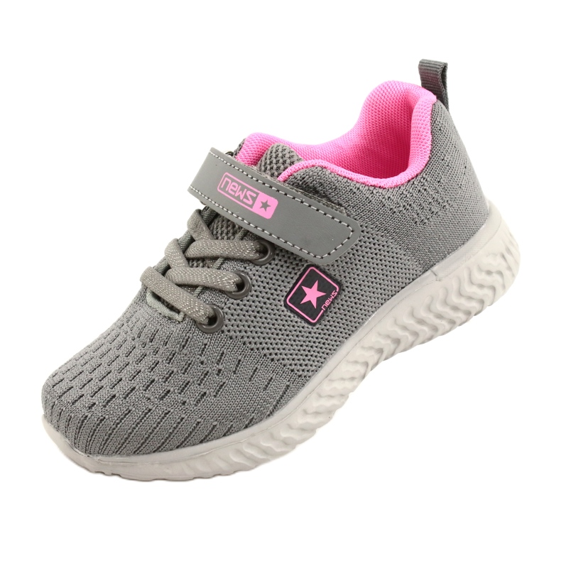 NEWS Chaussures de sport pour enfants pour Velcro 22Z23-4843-M-rose gris 6