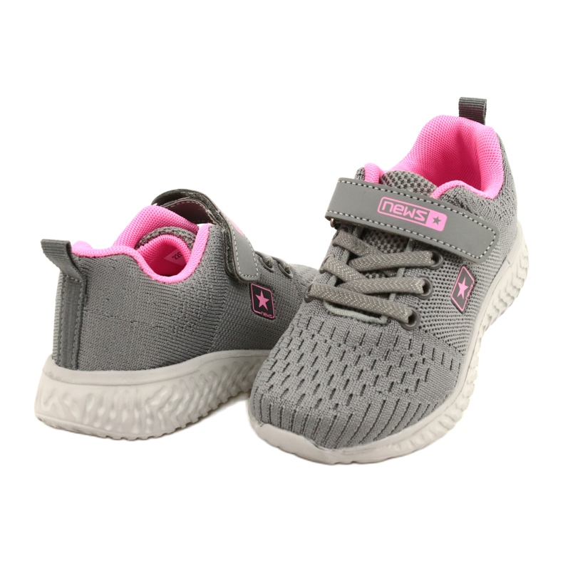 NEWS Chaussures de sport pour enfants pour Velcro 22Z23-4843-M-rose gris 5