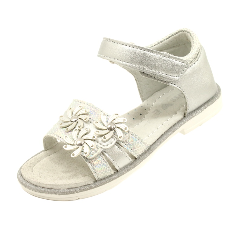 Evento Sandales des filles avec des fleurs 22Z23-4792 Silver argent 4 Evento Sandales des filles avec des fleurs 22Z23-4792 Silver argent 4