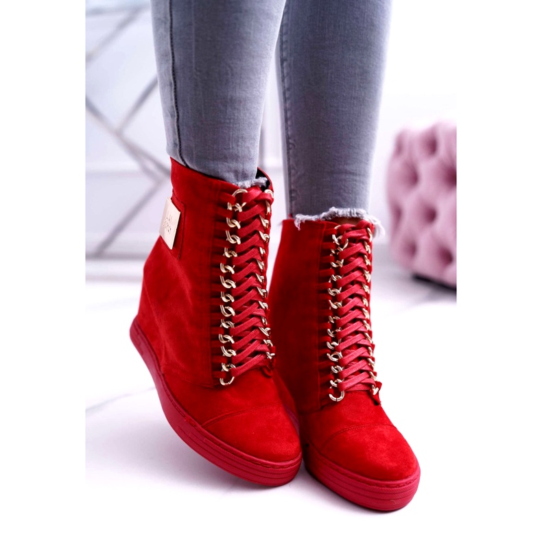 Baskets Femme Lu Boo Avec Chaînes Daim Rouge Monica 3