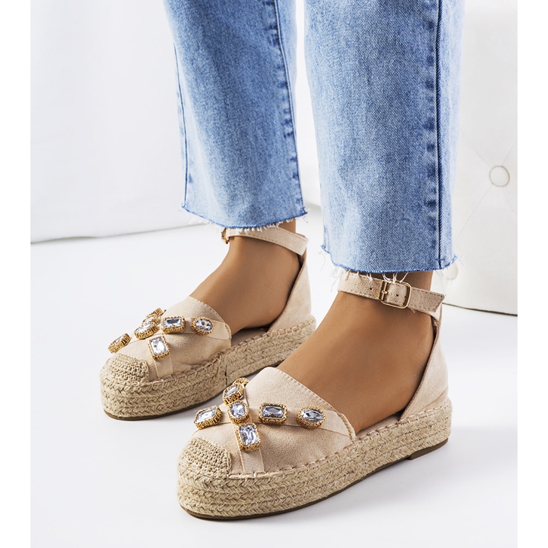 Espadrilles beiges avec zircon cubique Taimi 1