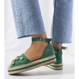 Espadrilles vertes avec zircon cubique Taimi 1