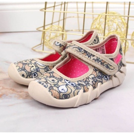 Chaussons ballerines avec velcro beige Jr. Befado 2