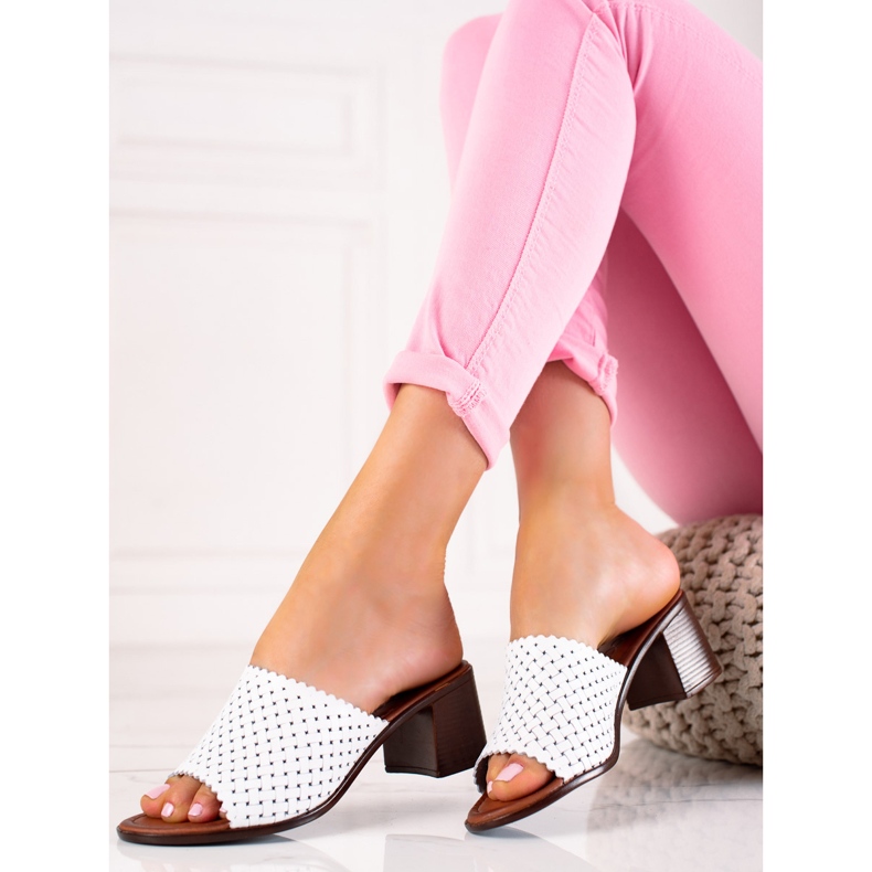 W. Potocki Pantoufles En Cuir Sur Le Talon Potocki blanc 1