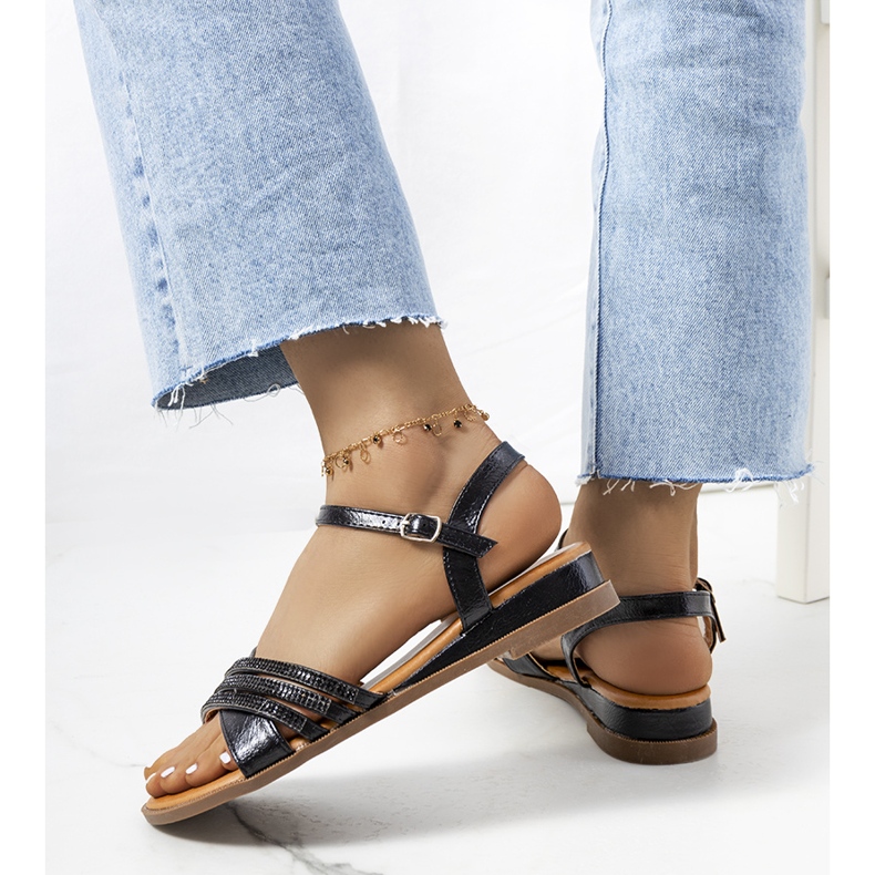 Sandales noires avec oxydes de zirconium Parade 1