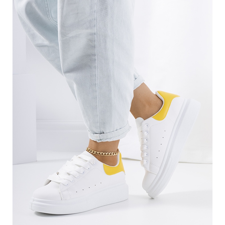 Baskets Parras blanches et jaunes femme 1
