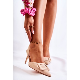 PS1 Talons Hauts En Daim Avec Bout Spitz Beige Emberly 1