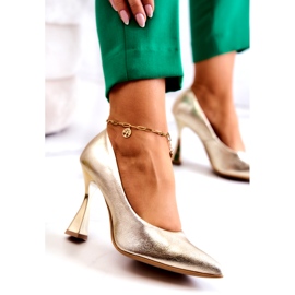 Escarpins en cuir à la mode Lewski Shoes 3181 Doré 4