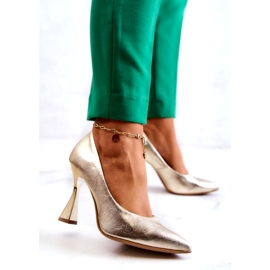 Escarpins en cuir à la mode Lewski Shoes 3181 Doré 1