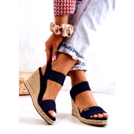 Sandales Compensées Femme Big Star JJ274977 Bleu Marine 2