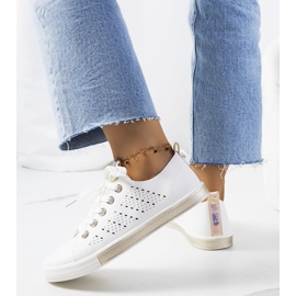 Baskets femme Impi blanches et dorées 1