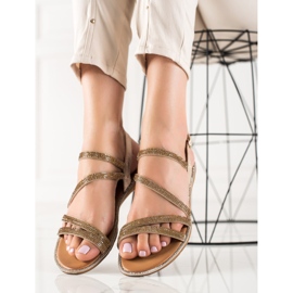 Primavera Sandales Dorées Avec Cubic Zirconia 1