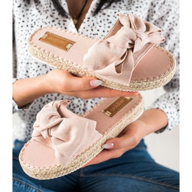 TRENDI Pantoufles Sur Une Plate-Forme De Paille rose 1