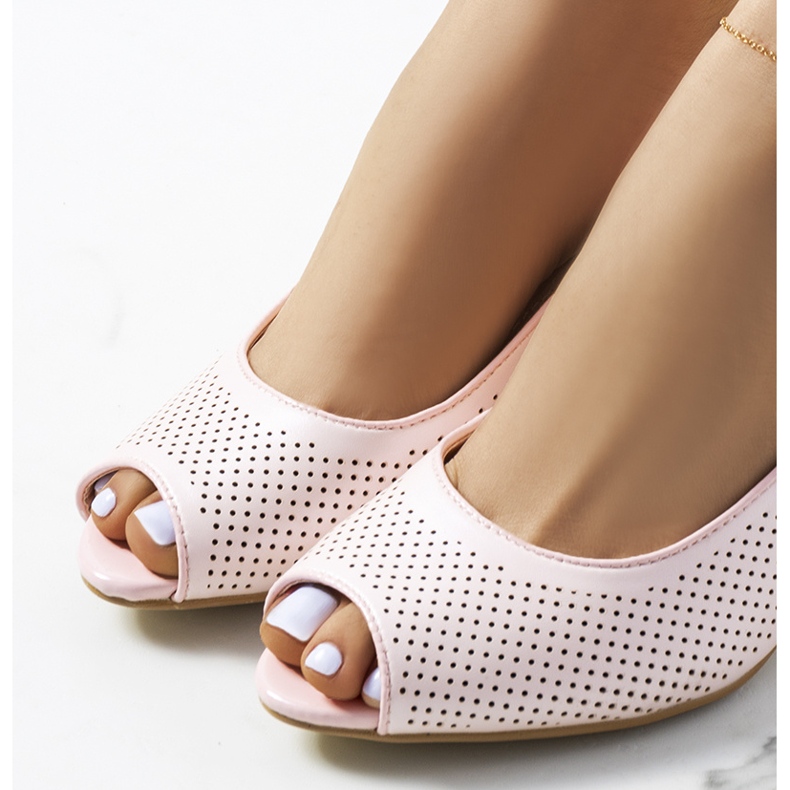 Sandales ajourées rose Ware beige 1