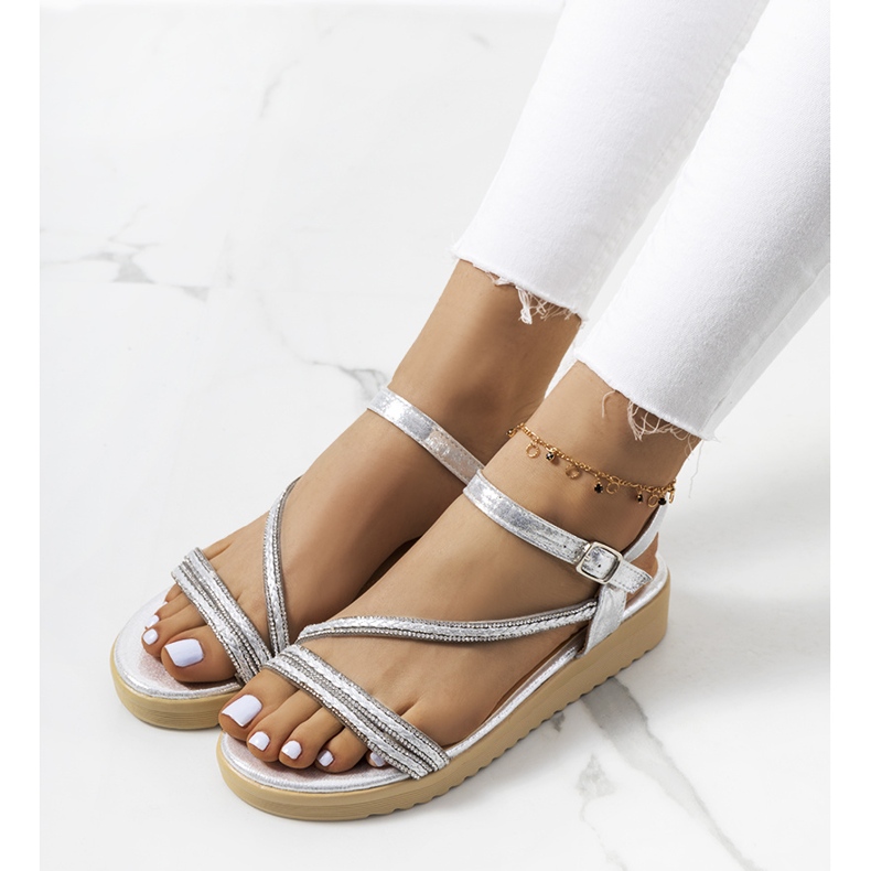 Sandales argentées femme Ray 1