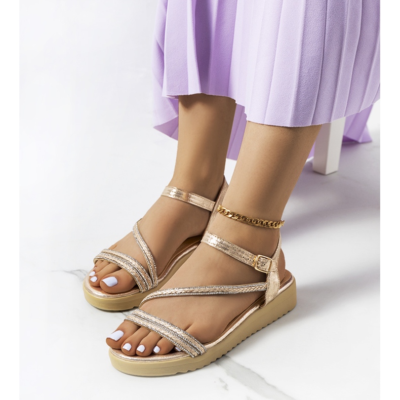 Sandales femme Ray dorées d'or 1