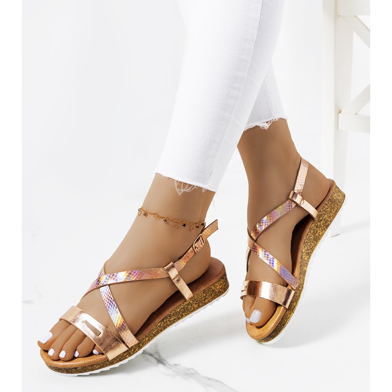 Sandales holographiques roses Verna d'or 1