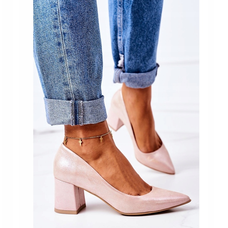 Lewski Shoes Escarpins Satin Motif Animal Lewski Chaussures 2801 Rose 2