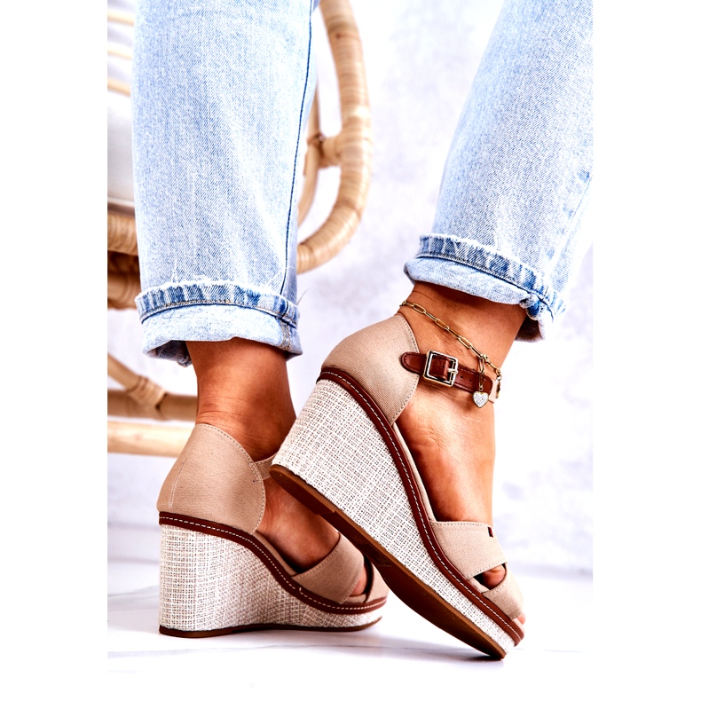 PS1 Sandales Compensées Femme Beige Foncé Veenus brun 4