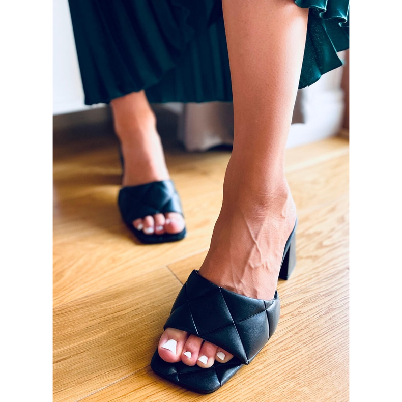 Mules Helen Black à talons larges noir 1
