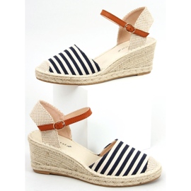 Espadrilles rayées bleues Irma beige bleu marine 1