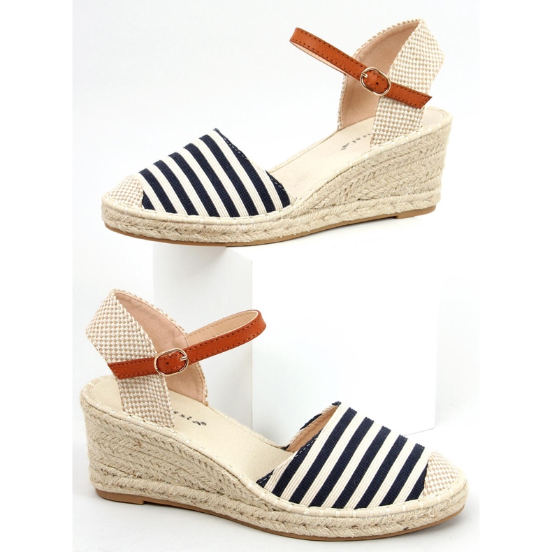 Espadrilles rayées bleues Irma beige bleu marine 1