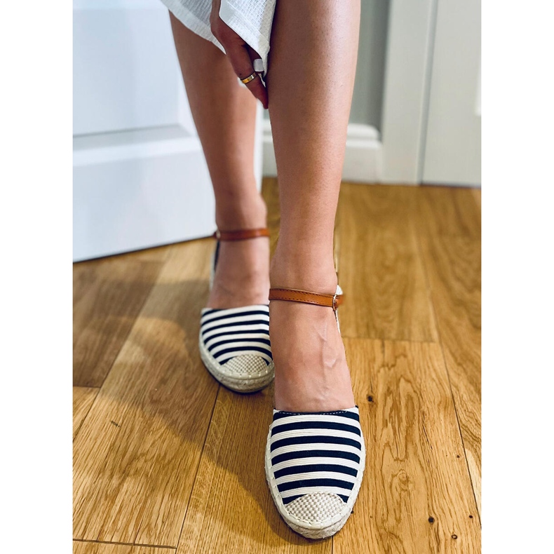 Espadrilles rayées bleues Irma beige bleu marine 2